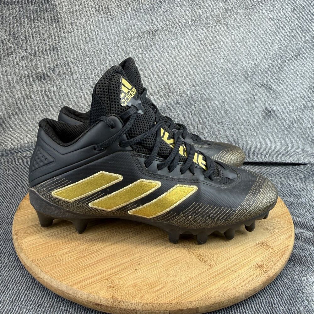 Adidas Bounce Football Cleats Shoes Mens Size 9 Black Gold Spikes EH2208